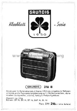 Weltklang Reise-Super - Reise-Empfänger 216B; Grundig Radio- (ID = 2342511) Radio