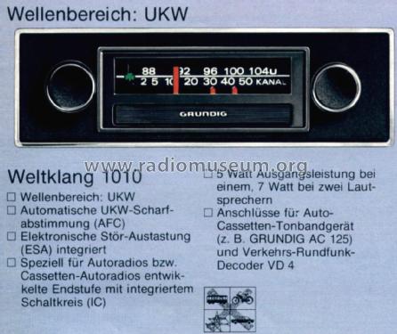 Weltklang WK1010; Grundig Radio- (ID = 2474547) Car Radio