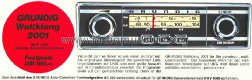 Weltklang WK 2001; Grundig Radio- (ID = 36953) Car Radio