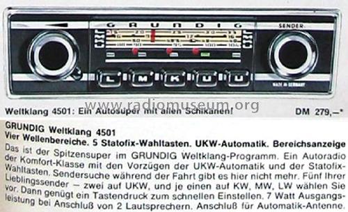 Weltklang WK 4501; Grundig Radio- (ID = 2480950) Autoradio