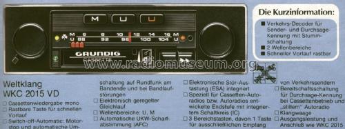 Weltklang WKC2015VD; Grundig Radio- (ID = 2071028) Car Radio