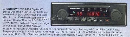 Digital VD WK/CB 2030; Grundig Radio- (ID = 1764004) Car Radio