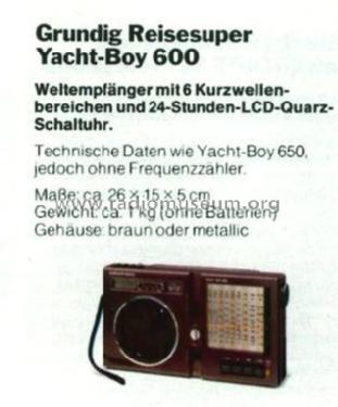 Yacht-Boy 600; Grundig Radio- (ID = 496853) Radio