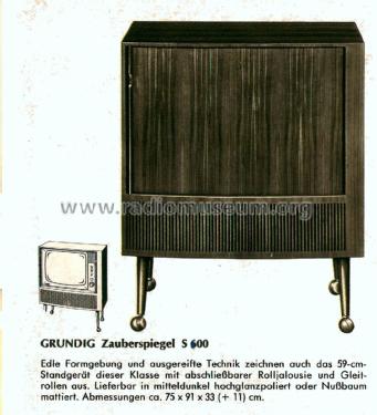 Zauberspiegel S600; Grundig Radio- (ID = 2138717) Televisore