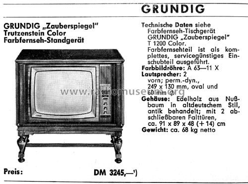 Zauberspiegel Trutzenstein Color Ch= T1200; Grundig Radio- (ID = 2149500) Television