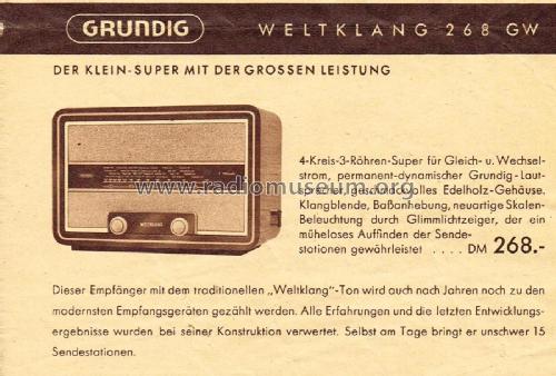 Weltklang 268GW; Grundig Radio- (ID = 3112044) Radio