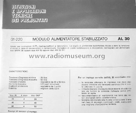 Modulo Alimentatore Stabilizzato AL30; GVH Elettronica; (ID = 2504943) Power-S