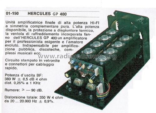 Amplificatore di potenza Bassa Frequenza Hercules GP400; GVH Elettronica; (ID = 2825669) Verst/Mix