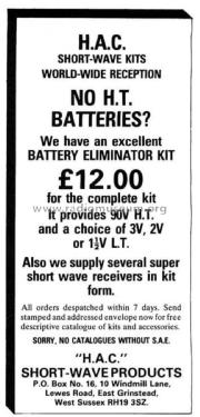 Battery Eliminator ; HAC - H.A.C. Hear (ID = 2929263) A-courant