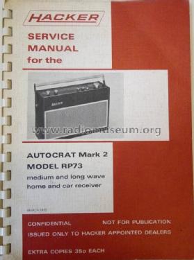 Autocrat Mk 2 RP73; Hacker Radio Ltd., (ID = 1770696) Radio