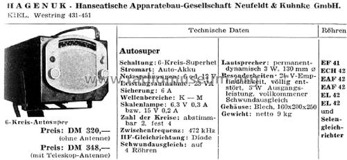 Auto-Super ; Hagenuk N&K, (ID = 2495340) Car Radio