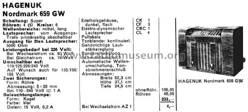 Nordmark 659GW; Hagenuk N&K, (ID = 2806059) Radio