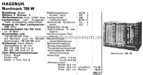 Nordmark 769W; Hagenuk N&K, (ID = 2806073) Radio