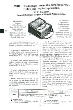 Triplex Milli-Volt-Amperemeter WIII ; Hartmann & Braun AG; (ID = 2263201) Ausrüstung