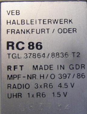 Radiowecker RC86; Halbleiterwerk (ID = 513383) Radio