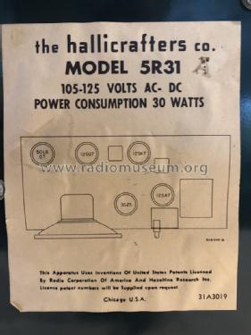 Continental 5R31A; Hallicrafters, The; (ID = 2432610) Radio