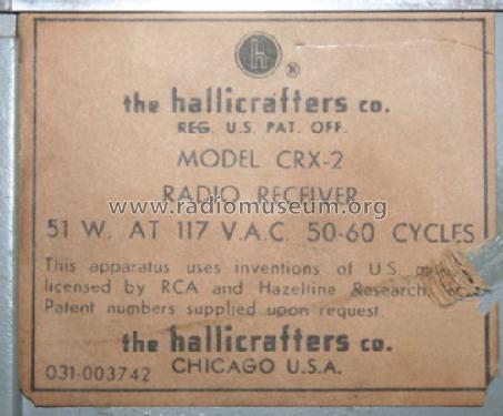 CRX-2; Hallicrafters, The; (ID = 770721) Commercial Re