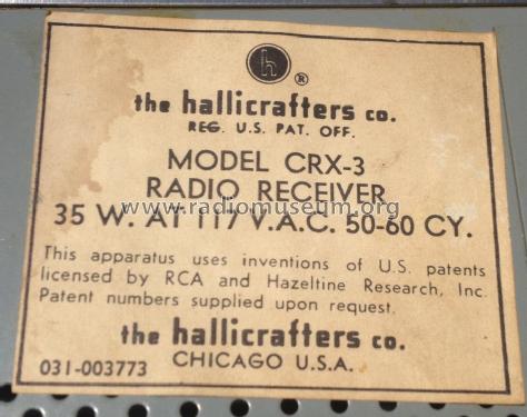 CRX-3; Hallicrafters, The; (ID = 1664062) Commercial Re