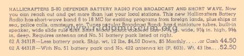 Defender S-80; Hallicrafters, The; (ID = 2042266) Radio