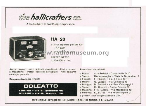 HA-20; Hallicrafters, The; (ID = 2821539) Amateur-D