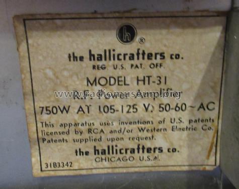 HT-31; Hallicrafters, The; (ID = 2956970) RF-Ampl.