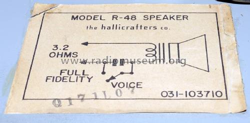 R-48; Hallicrafters, The; (ID = 2053322) Speaker-P