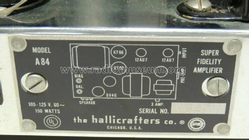 Super Fidelity Amplifier A-84; Hallicrafters, The; (ID = 2625697) Ampl/Mixer