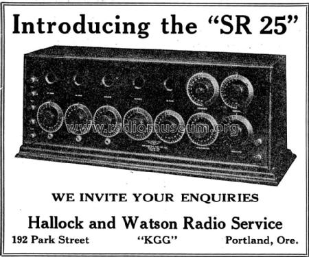 SR 25; Hallock & Watson (ID = 1032605) Radio