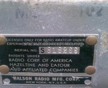 102 ; Halson Radio Mfg. Co (ID = 2721886) Radio