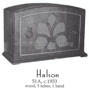 51-A ; Halson Radio Mfg. Co (ID = 1420244) Radio