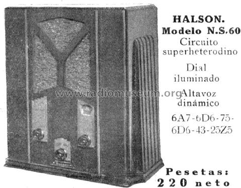 NS60; Halson Radio Mfg. Co (ID = 592107) Radio