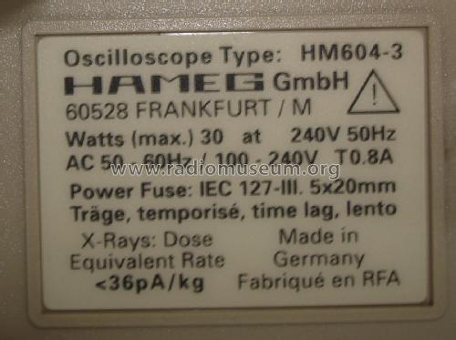 Oszilloskop HM604-3; HAMEG GmbH, (ID = 2922643) Equipment