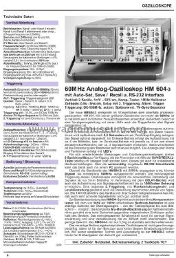 Oszilloskop HM604-3 Equipment HAMEG GmbH, Frankfurt, Build 1995 ...