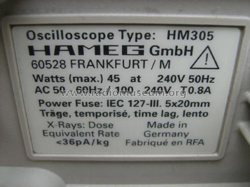 Oszilloskop HM305; HAMEG GmbH, (ID = 2919851) Ausrüstung