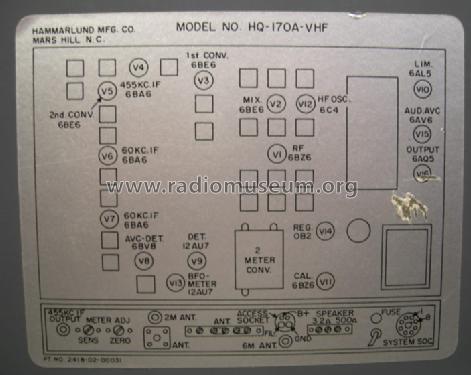 HQ-One Seventy-A HQ-170A-VHF; Hammarlund Mfg. Co. (ID = 1324593) Amateur-R