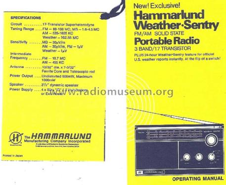 HR-10 Weather-Sentry ; Hammarlund Mfg. Co. (ID = 956845) Radio