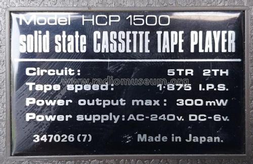 Cassette Tape Player HCP-1500; Hanimex Pty, Ltd.; (ID = 3035950) R-Player