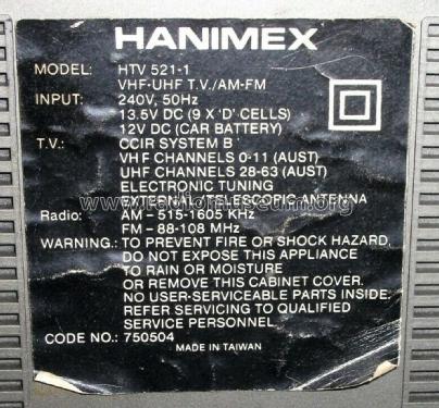 HTV521-1; Hanimex Pty, Ltd.; (ID = 2594099) TV-Radio