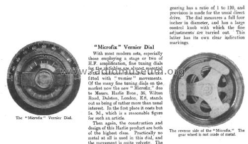 Microfix Vernier Dial ; Harlie Bros.Ltd., (ID = 2684660) Radio part