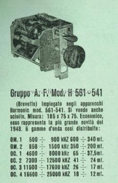 Gruppo A. F. H561-541; Harmonic Radio; (ID = 2526873) Radio part