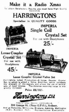 Imperia Single Coil Crystal Set ; Harringtons Ltd; (ID = 1842889) Radio