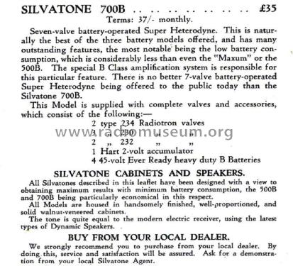 Silvatone 700B; Silvatone Brand, (ID = 2853452) Radio