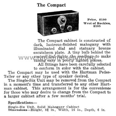 Single-Six Compact ; Hartman Electrical (ID = 1303755) Radio