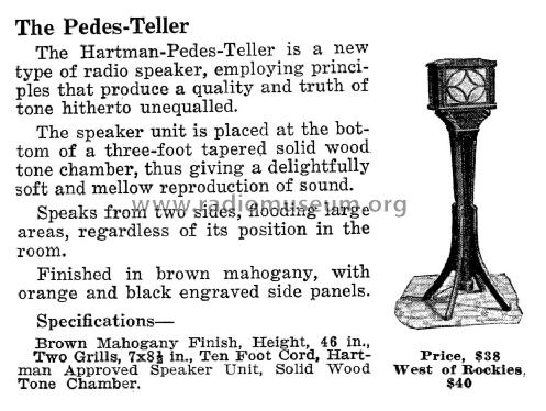 Pedes-Teller Type A; Hartman Electrical (ID = 1303768) Speaker-P
