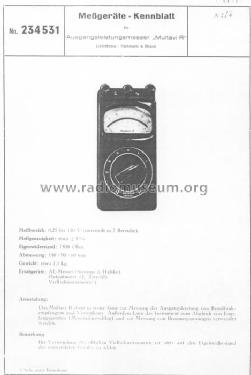 Multavi R; Hartmann & Braun AG; (ID = 369772) Equipment