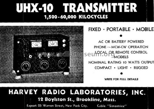 UHX-10; Harvey Radio Labs., (ID = 1792743) Amateur-T