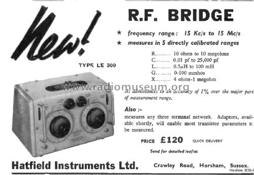 Carrier Frequency Bridge ; Hatfield Instruments (ID = 2653512) Equipment