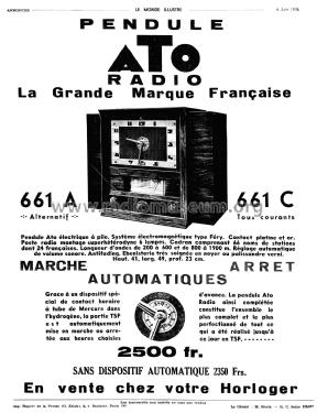 Pendule Radio 661A; Hatot, Léon, Ato- (ID = 1967311) Radio