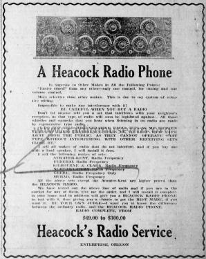 Heacock Radio Phone 1923 Model; Heacock Radio (ID = 1986268) Radio