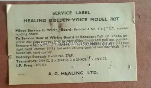 Golden Voice 7 702T; Healing, A.G., Ltd.; (ID = 2545421) Radio
